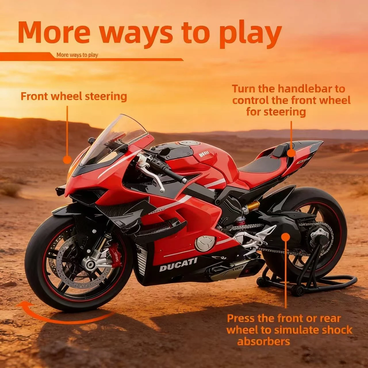 

Diecast Spray 1:6 Ducati V4 Motorcycle Alloy Model Collection Miniature Voiture Ornament Boyfriend Gift Home Decor Toy Vehicle