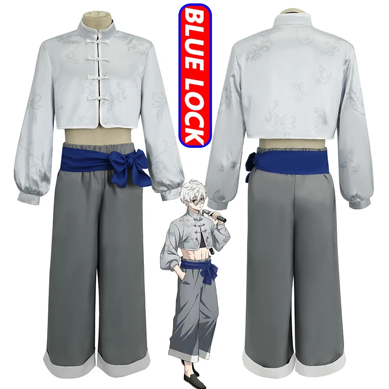 Seishiro Nagi Cosplay Anime niebieski zamek Seishiro Nagi przebranie na karnawał peruka Kung Fu Tang pasuje do chińskich elementów kostiumów mężczyzn kobiet