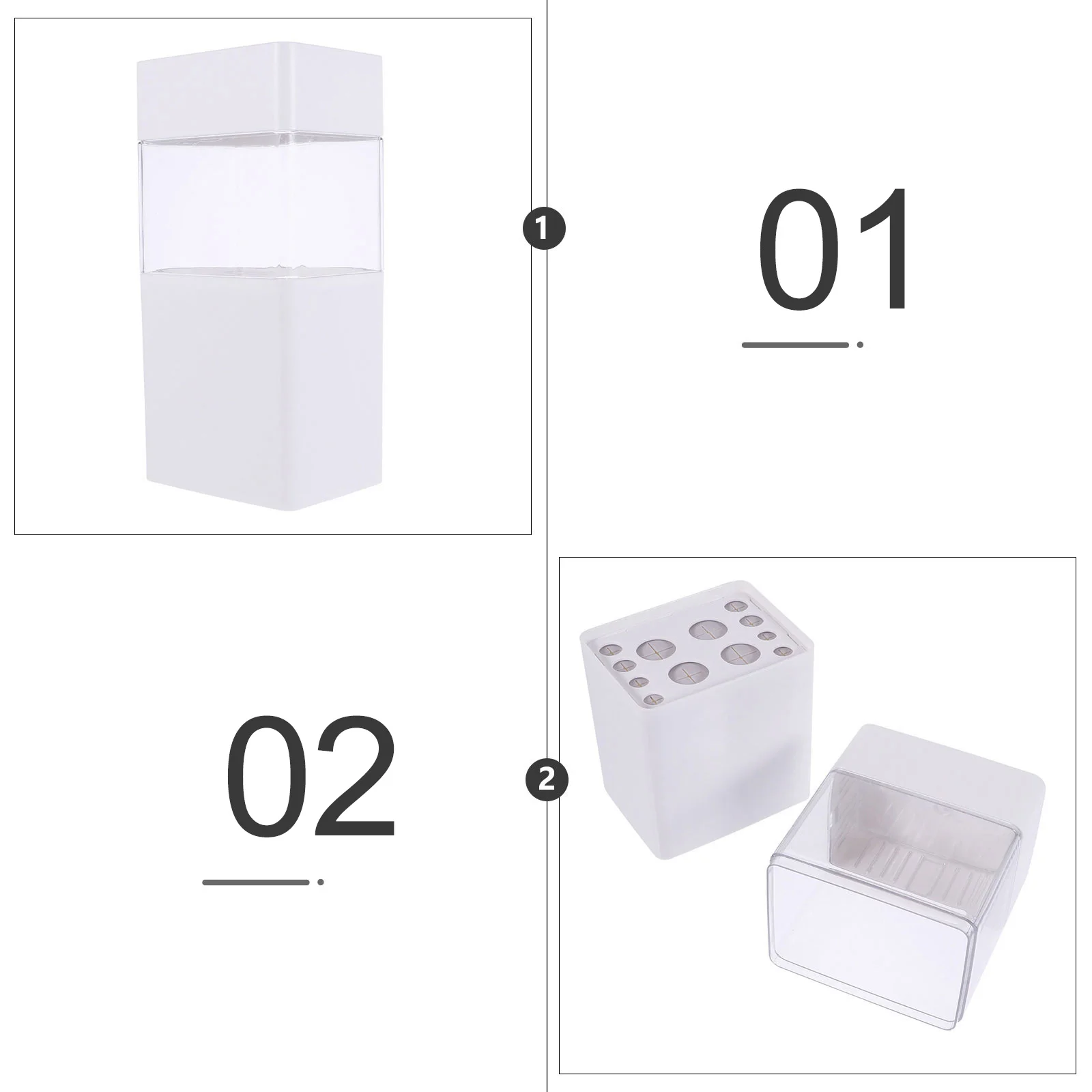 Boîte de rangement pour pinceaux de maquillage, 1 pièce, organisateur en plastique, support à couvercle coulissant pour vanité, conteneur de rangement pour crayons à sourcils de bureau