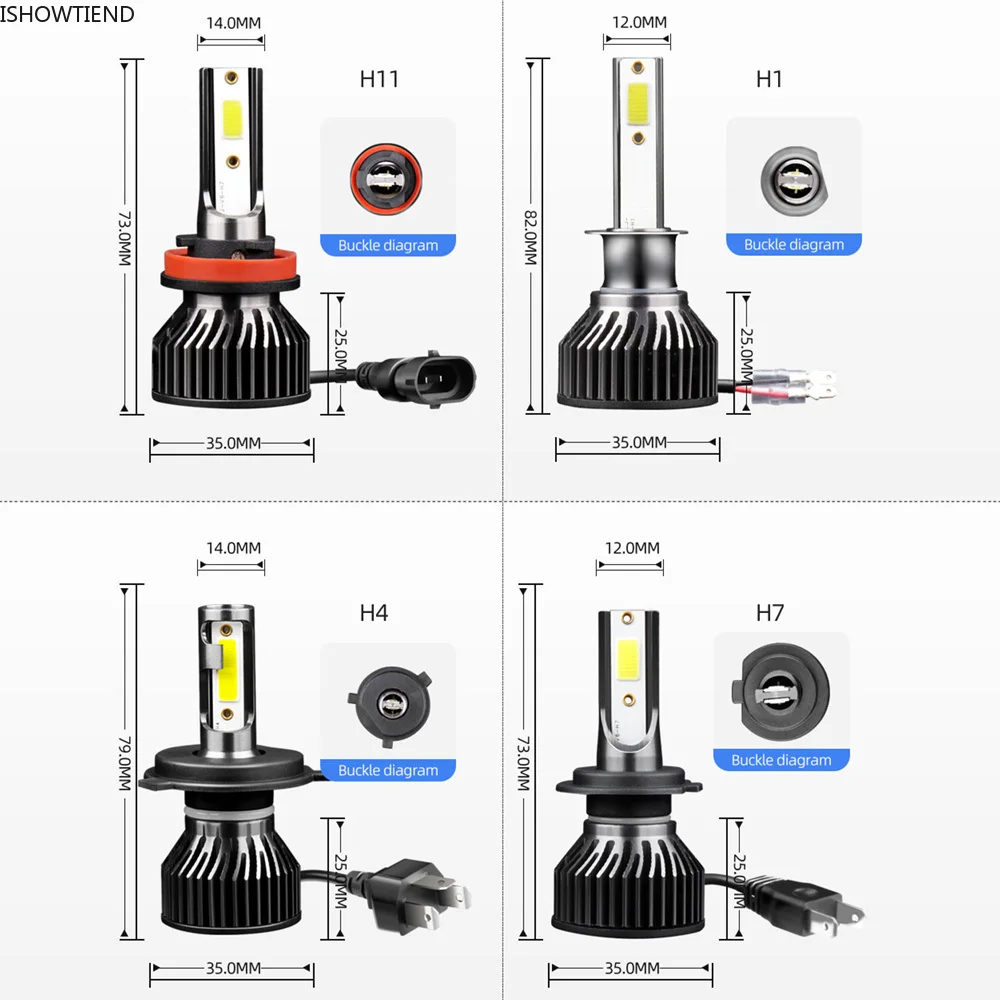 오토바이 LED 헤드라이트 안개등, COB LED 전구, 전조등, 스포트라이트, 6000K 화이트 헤드라이트, H1 H4 H7 H11 램프, 35W, 1PC