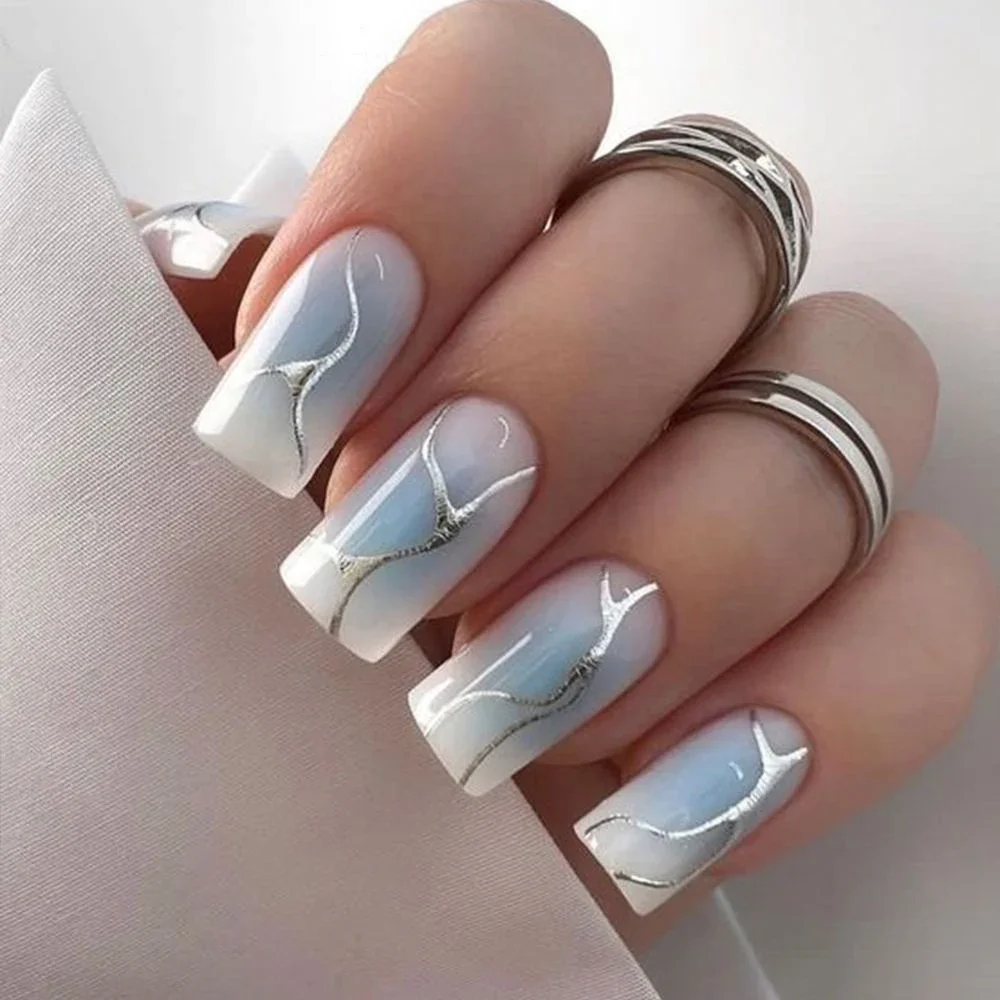 1/6pcs French Gradient Color Nail Sticker 3D Irregular Heart Lines Nail Arts DIY Self-Adhesive Slider Manicure Decals Decoration