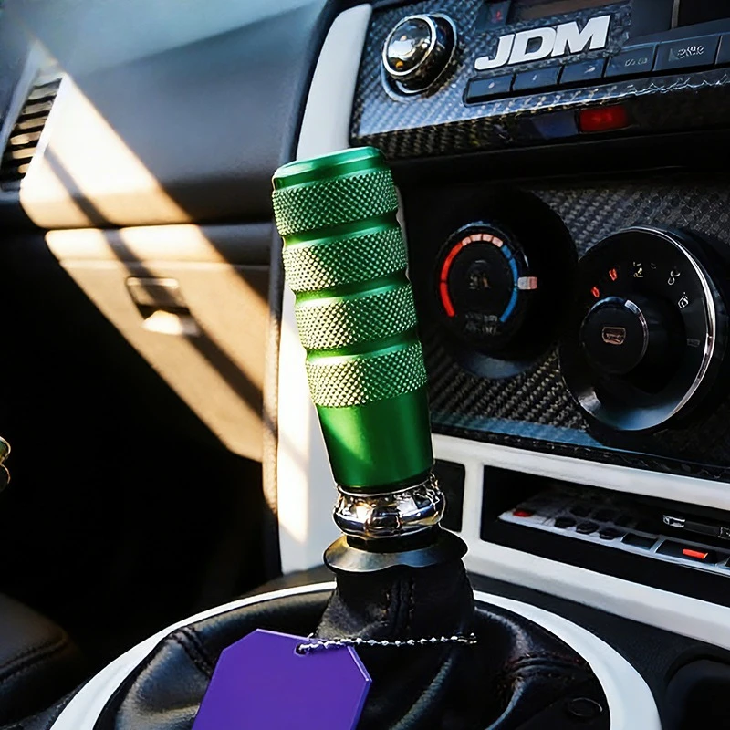 Green gear handle head, car shift handle, metal manual gear, extended and raised matte gear handle head,  interior accessories