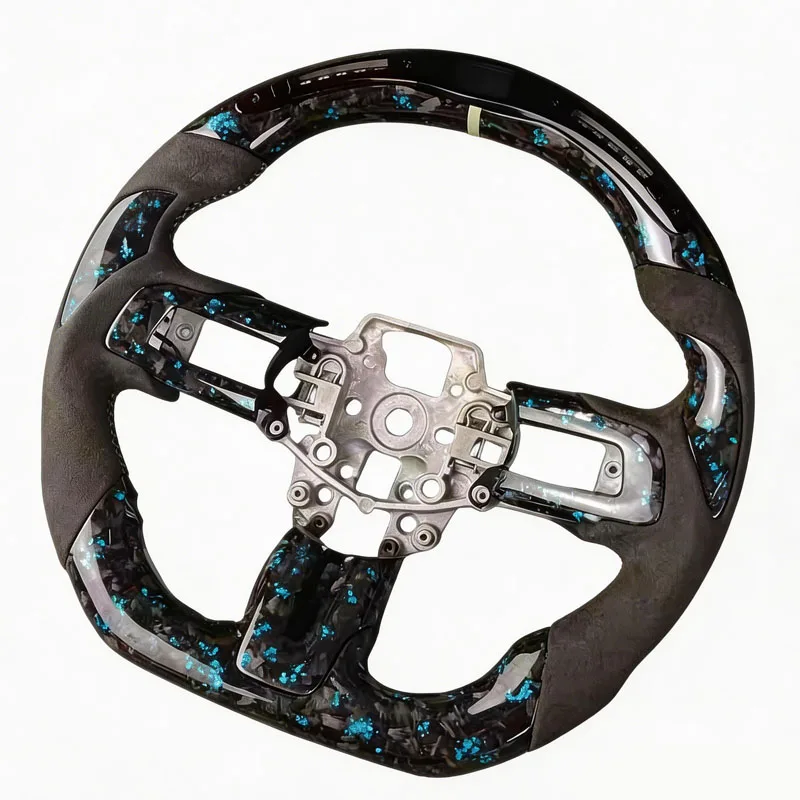 Luminous LED Dynamic Forged Carbon Fiber Sport Steering Wheel for Mustang 2013 2024 Direct Replacement