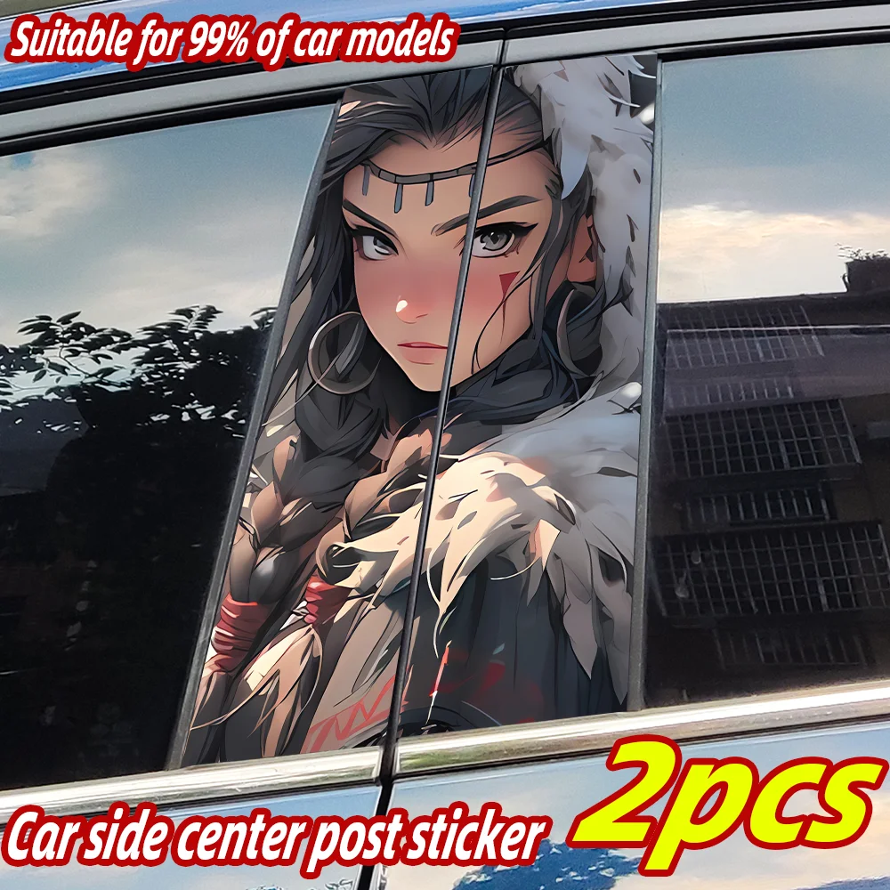 

Viking Warrior Girl Car Stickers Auto B Pillar Waterproof Center Column Decor Cover Scratches Car Door Pillar Decals Accessories