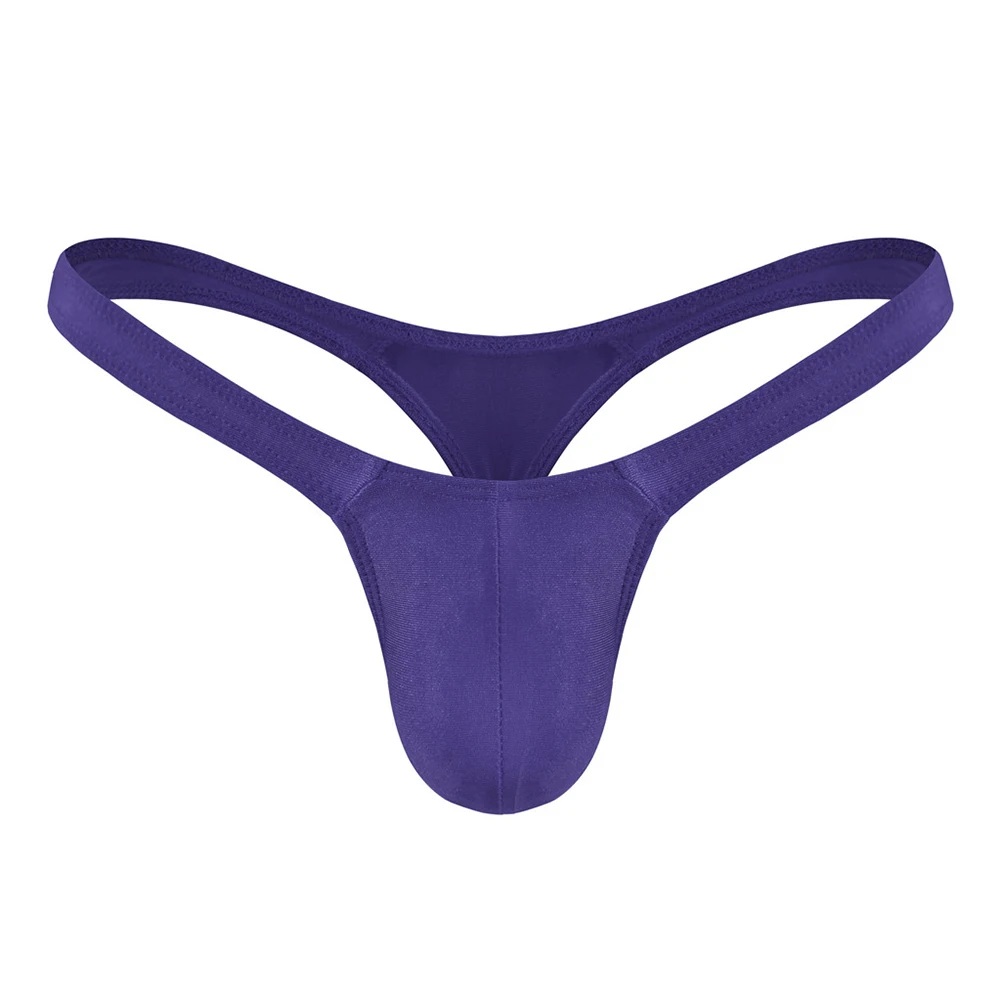 Sexy Mens Low Rise Underpants Solid Color Simple Style Bikini T-Back Thong Sissy Bluge Pouch G-String Underwear Pump Man Panties