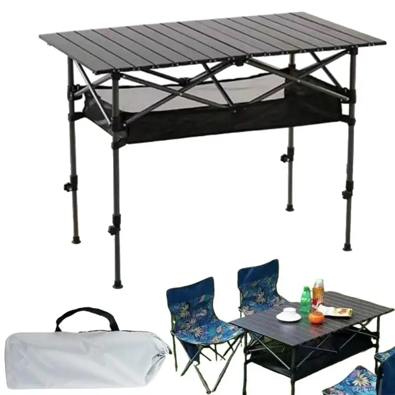 

Camping Folding Table Portable Foldable Carbon Steel Camp Table For Outdoor Adjustable Height Heavy Duty Outdoor Furniture