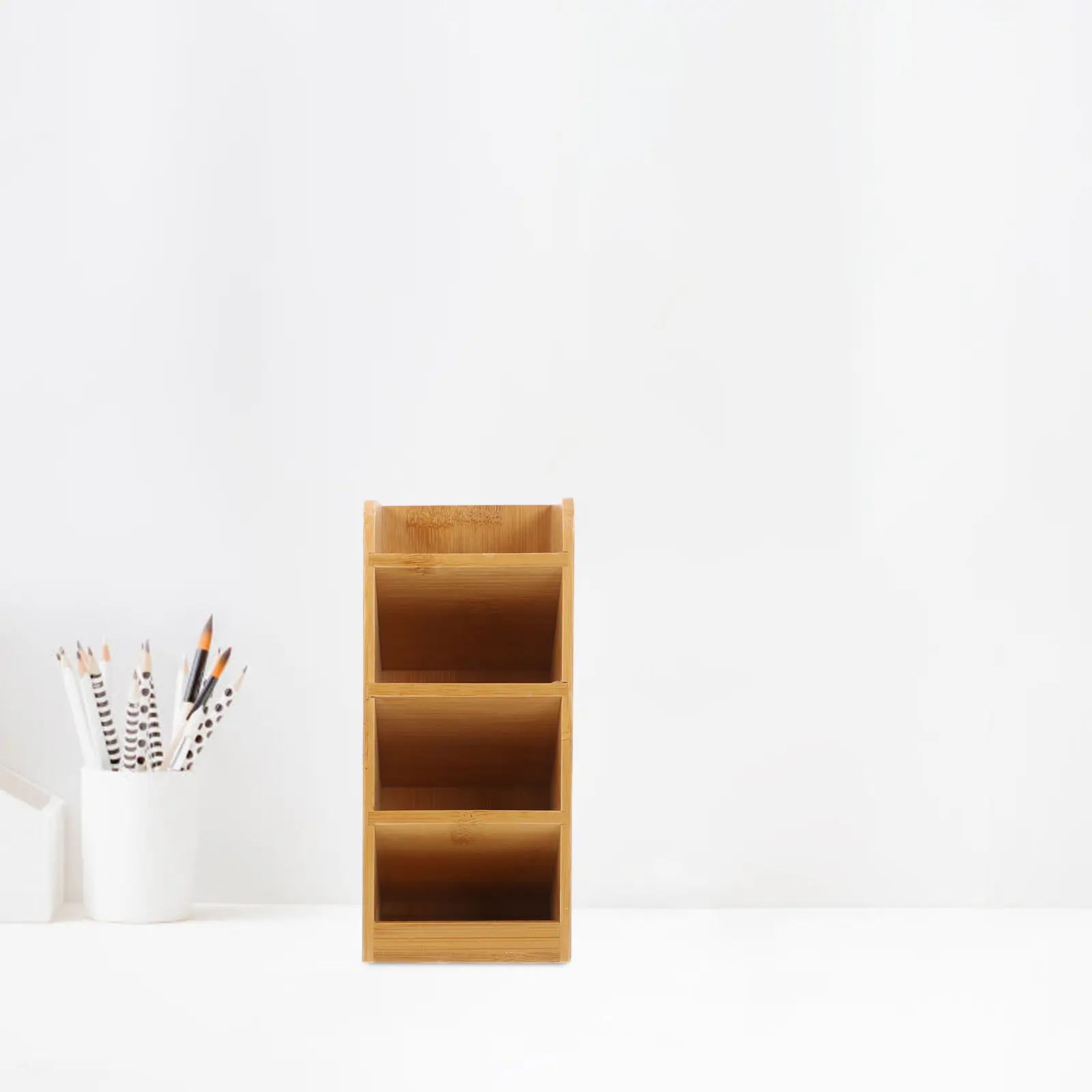 Wood Pen Holder Desktop Organizer Multifunctional Pencil Holder Desk Storage Office Supplies Desk Organizer Pen Container