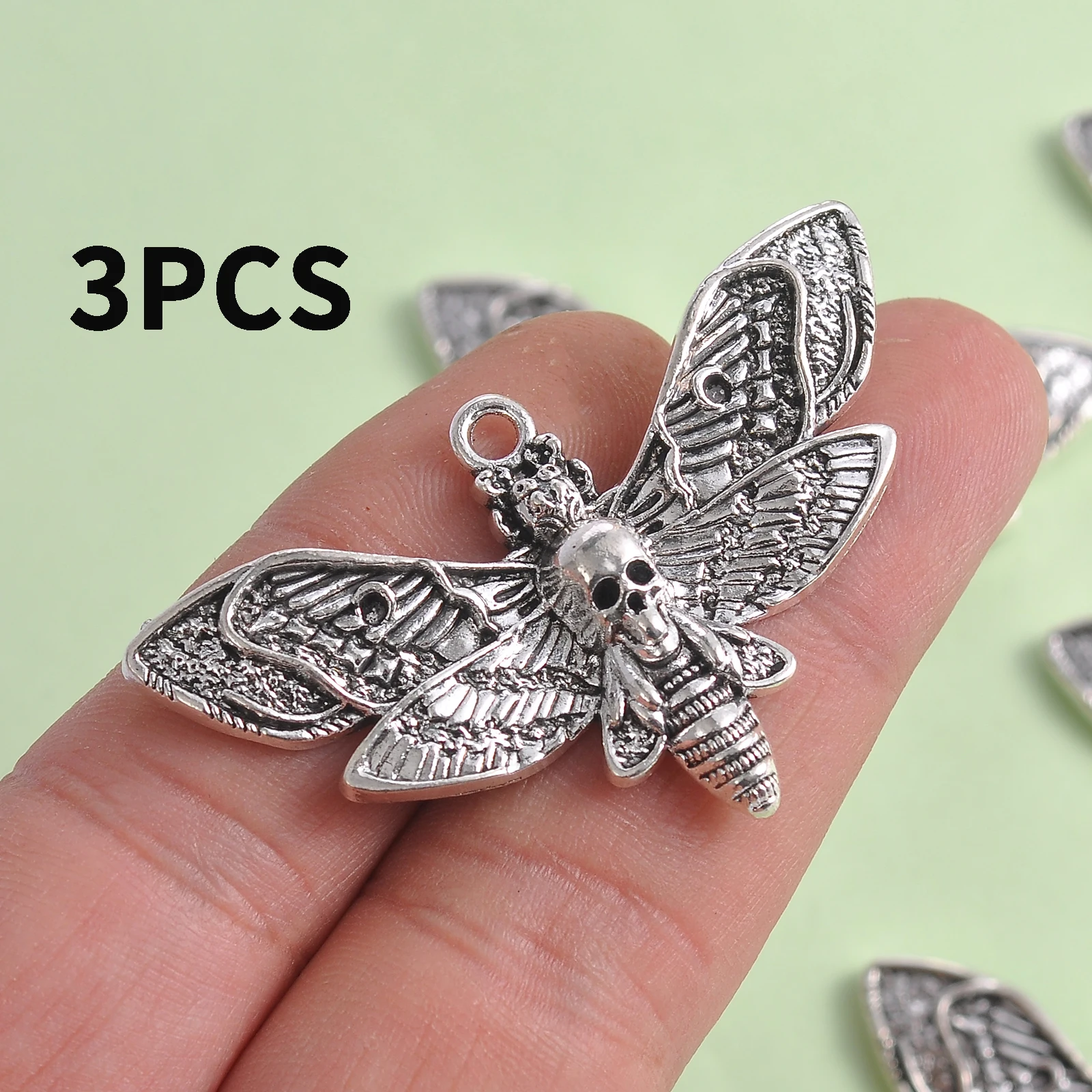 30 Stück Totenkopf-Motten-Anhänger, Vintage-Motiv mit Totenmänner-Motiv, geeignet für DIY-Armbänder, Halsketten, Ohrringe, dunkle, trendige, handgefertigte Perlen-Schmuckzubehörteile