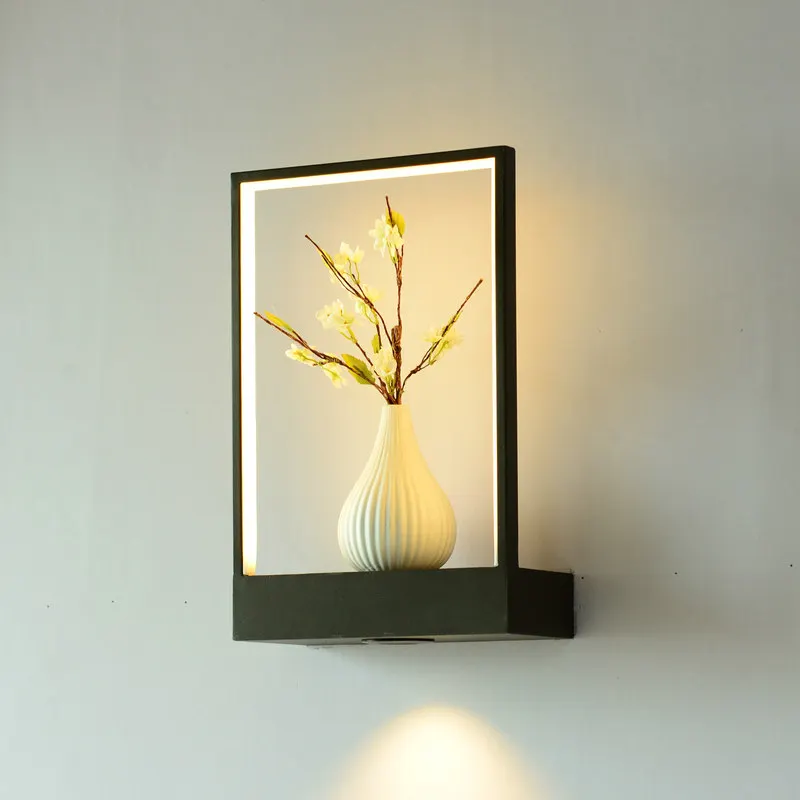 Multifunction Sqare LED strip Wall Lamp for Restaurant Background Bedroom Bedside Aisle deco sconce Flower Rack Nordic lighting