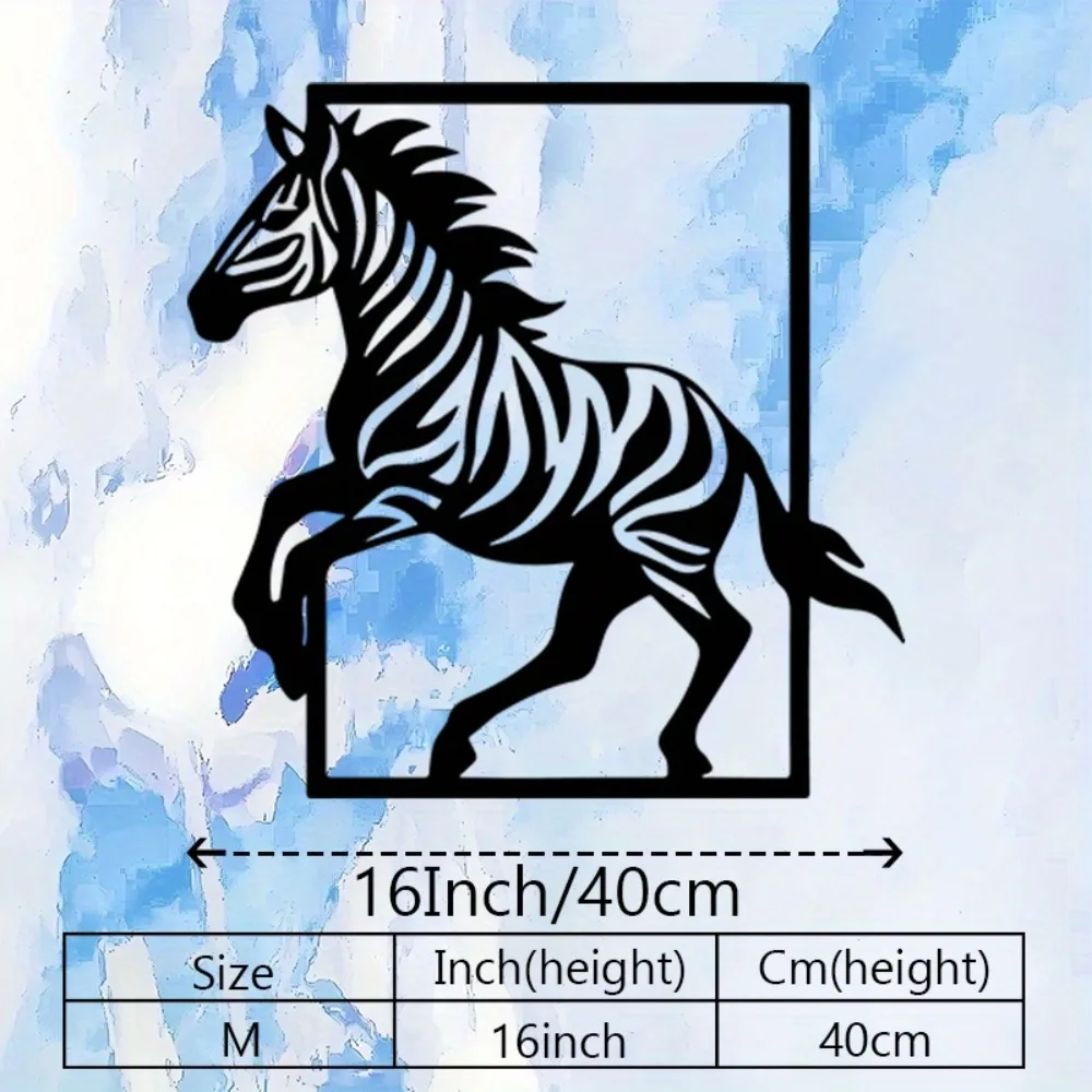 CIFBUY Iron Wall Art Zebra Animal Decor Retro Black White Striped African Wildlife Living Room Home Decoration