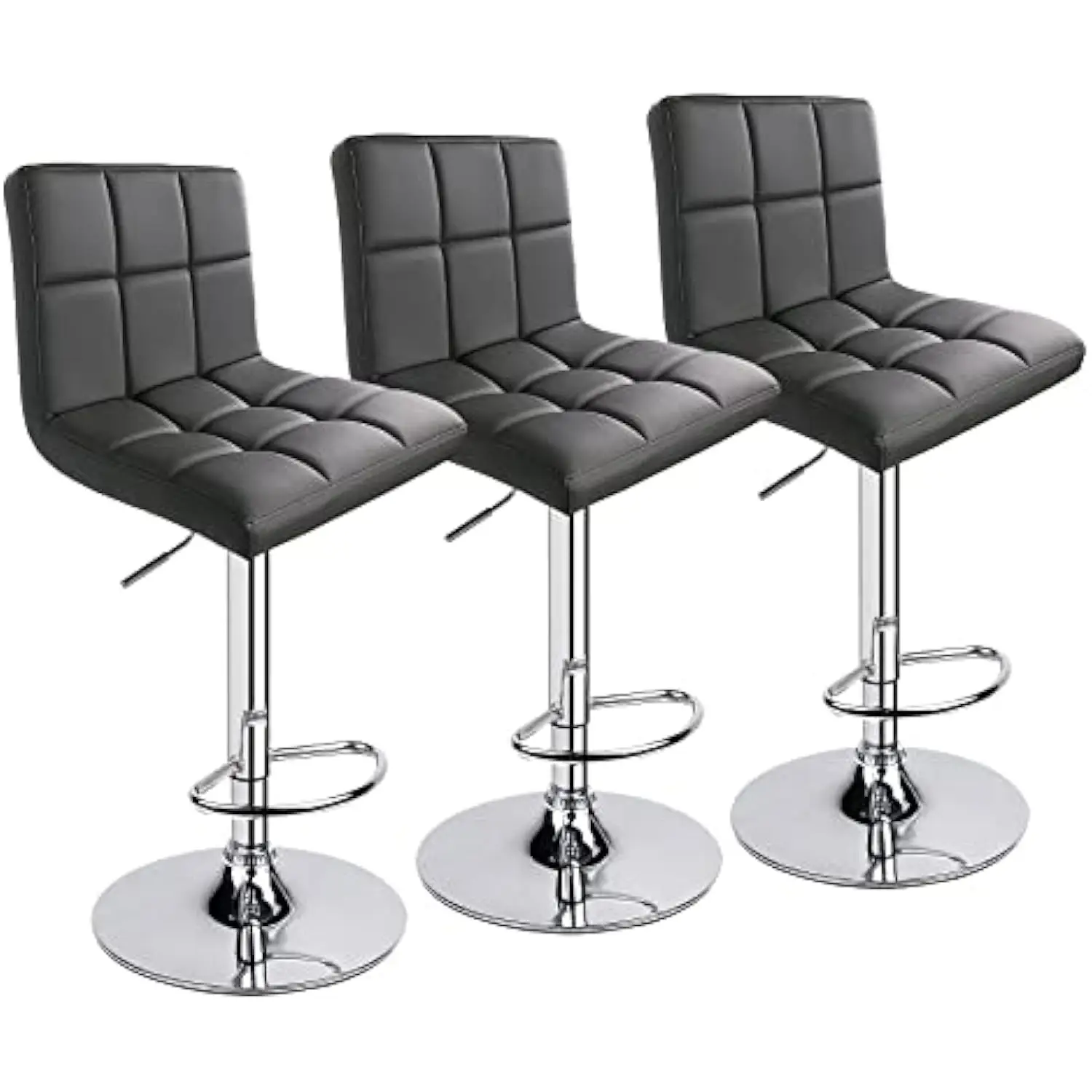 

Leopard Bar Stools, Modern Pu Leather Adjustable Swivel Classic Bar Stool with Back, Set of 3 (Grey)