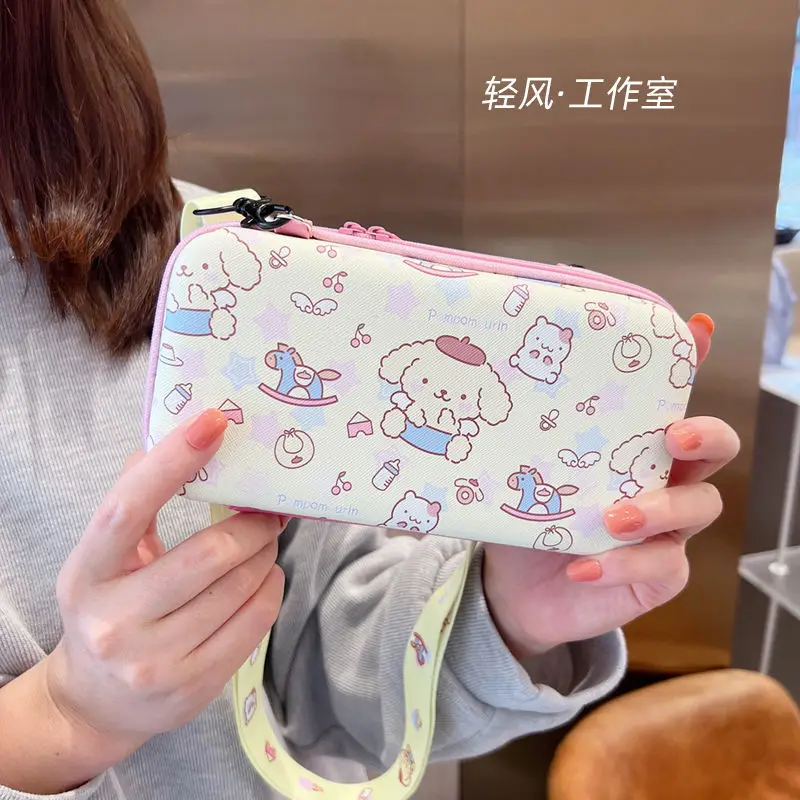 Sanrio Mymelody Cinnamoroll Pompom Purin Mobile Phone Charging Treasure 2.5 Inch Hard Disk Headphone Data Cable Storage Bag