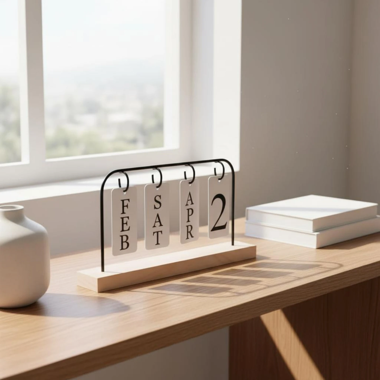 Flip Desk Calendar Tabletop Hanging Date Cards Metal Frame Calendar Decorative Desktop Decor Easy to Read
