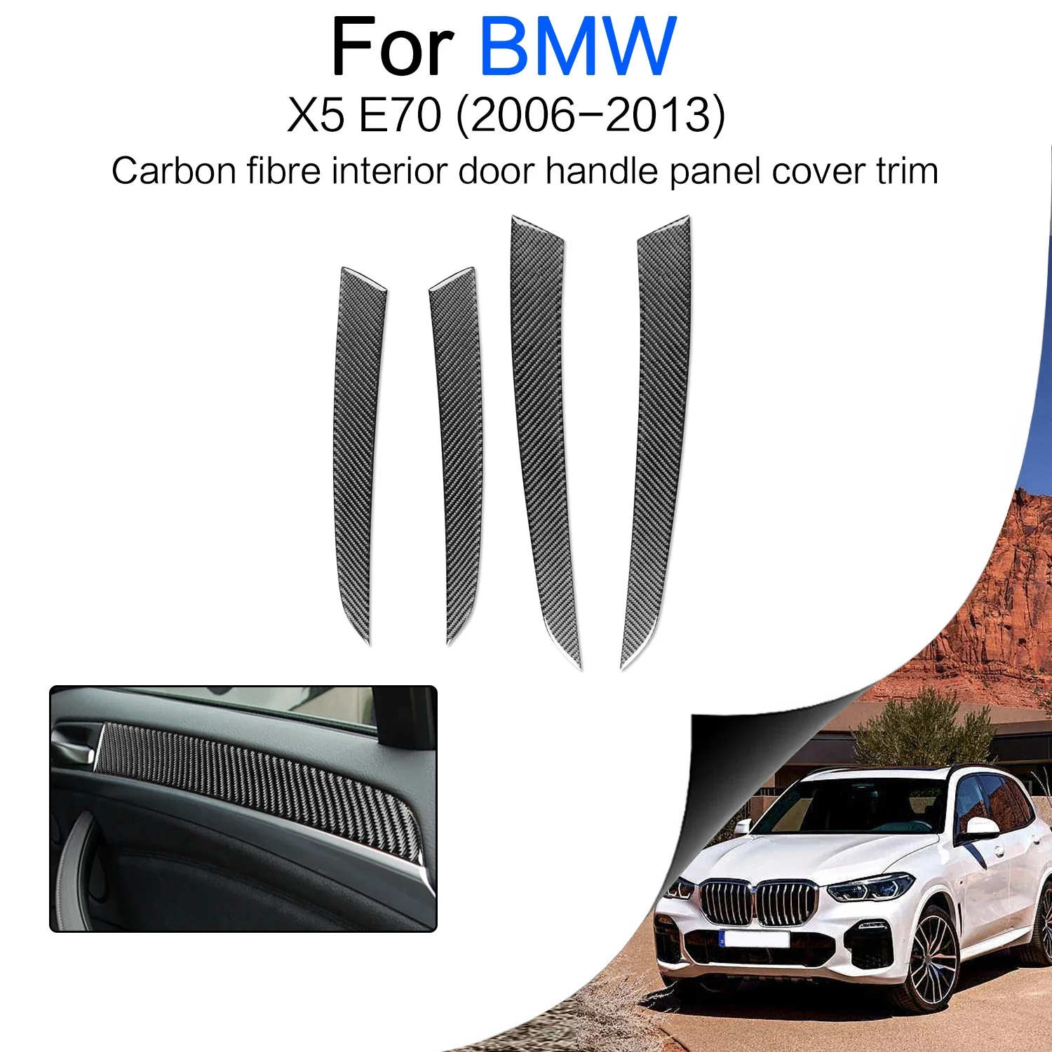 For BMW X5 E70 Accessories Carbon Fiber Interior Car Door Handle Panel Cover Trim Strips For BMW E70 Pegatinas De Coche