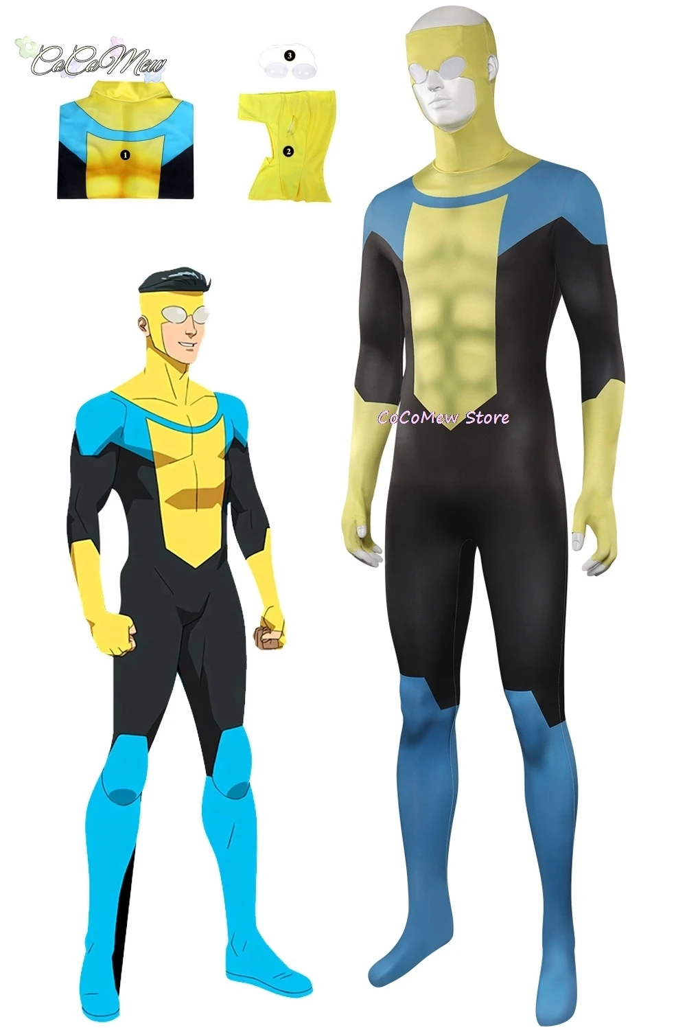 أنيمي الكرتون الذي لا يقهر مارك غرايسون تأثيري الرجال زي الذكور خارقة لعب الأدوار فانتازيا رجل هالوين كرنفال القماش تمويه