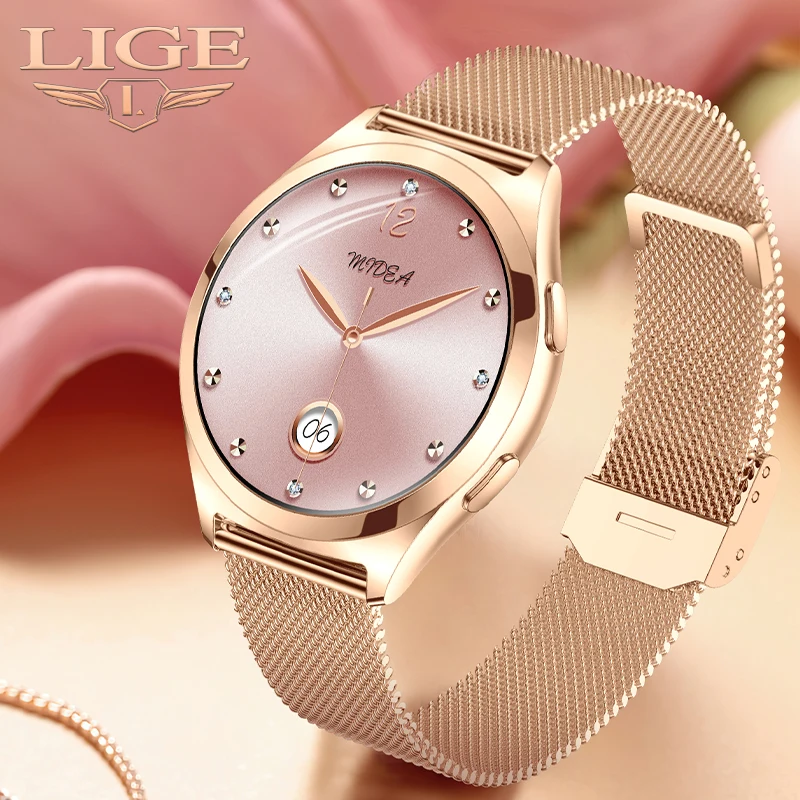 LIGE New Full Touch Screen Smart Watch Women Waterproof Bluetooth Call Women’s Bracelet Sports Health Monitor Ladies Smartwatch