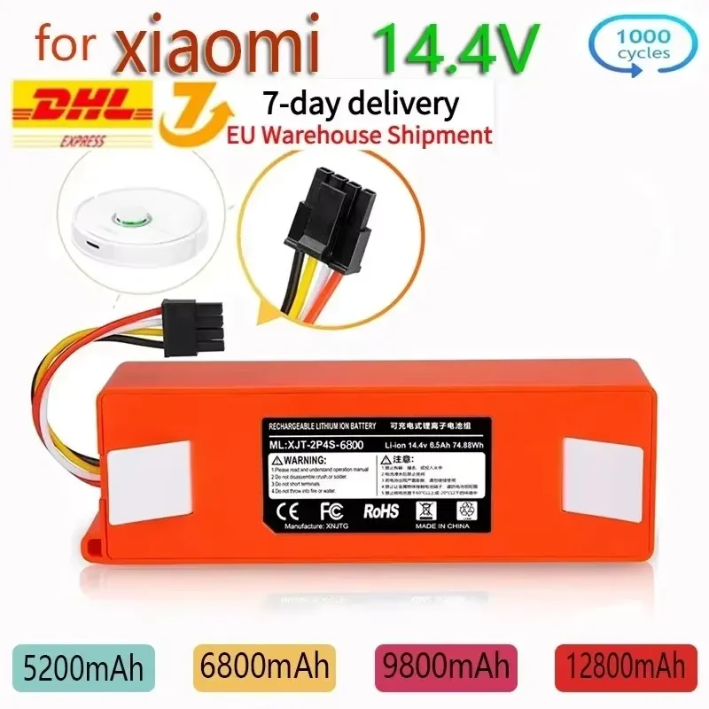 Batteria di ricambio per aspirapolvere robotico BRR 2P4S 5200S 14,4 V 12800 mAh, compatibile con i modelli Xiaomi Roborock S50, S51, S55, S60, S65, S5 MAX, S6.