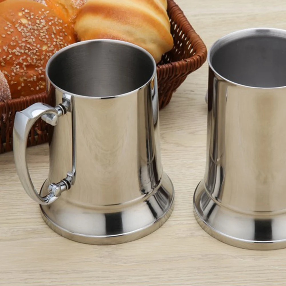 AA81-2X Tankard Stein Double Wall Stainless Steel Beer Mug Cocktail Breakfast Milk Mugs With Handgrip Coffee Cup 560Ml