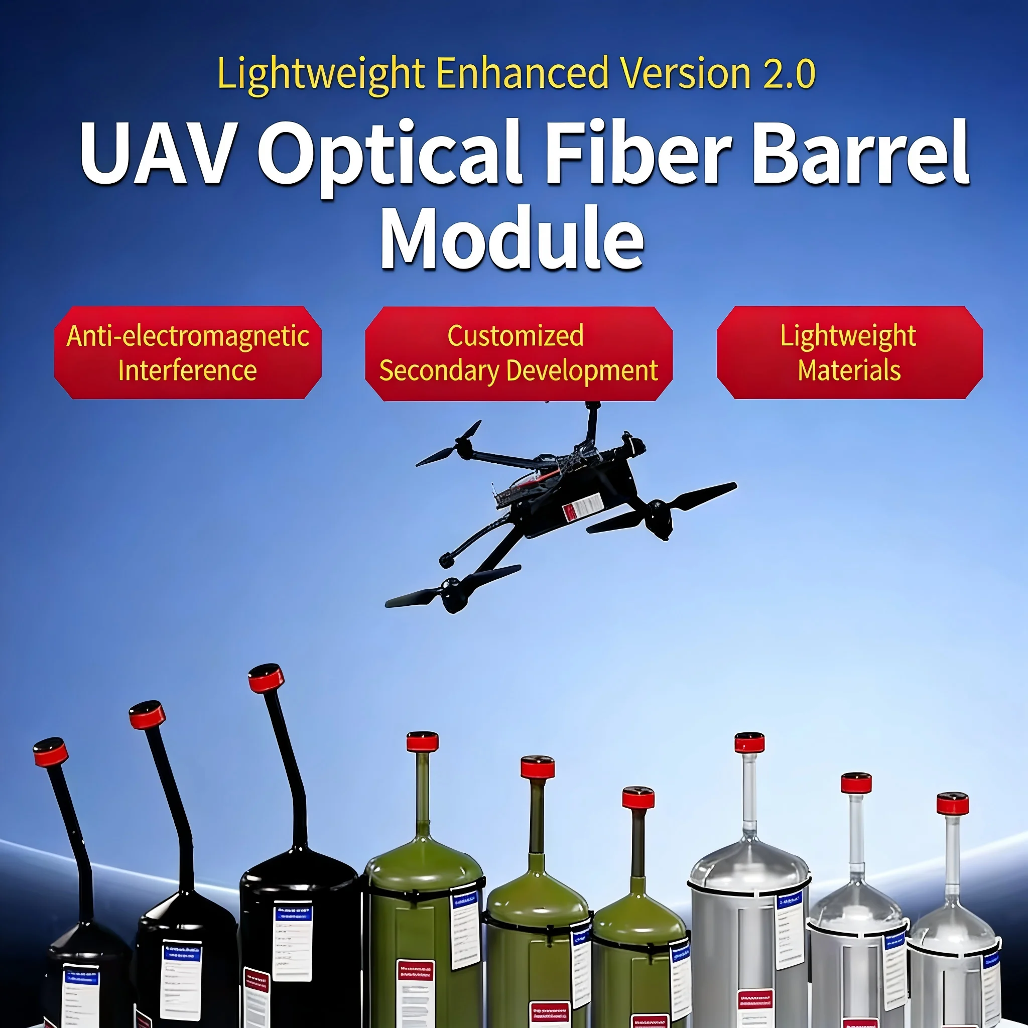Small 2km Fiber Drum FPV Fibre-Optic Drone Ultra-Long-Range Transmission 3km/5km/10km/15km/20km /25km Fibre-Optic Communication