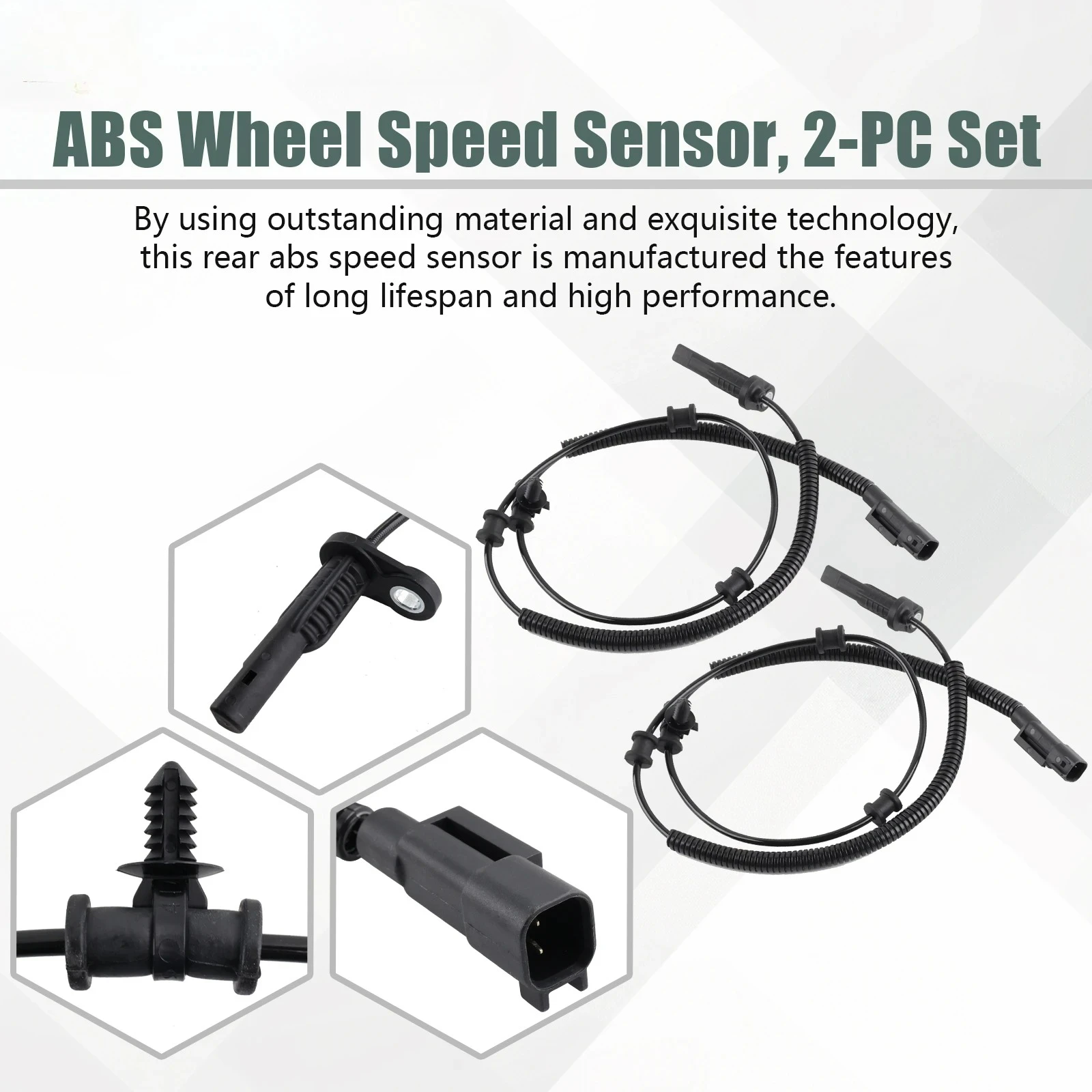 2PCS ABS Wheel Speed Sensor Compatible with Ram Models - 1500 2013-2018,1500 Classic 2019-2022 Replace# 68053861AB, 68053861AC
