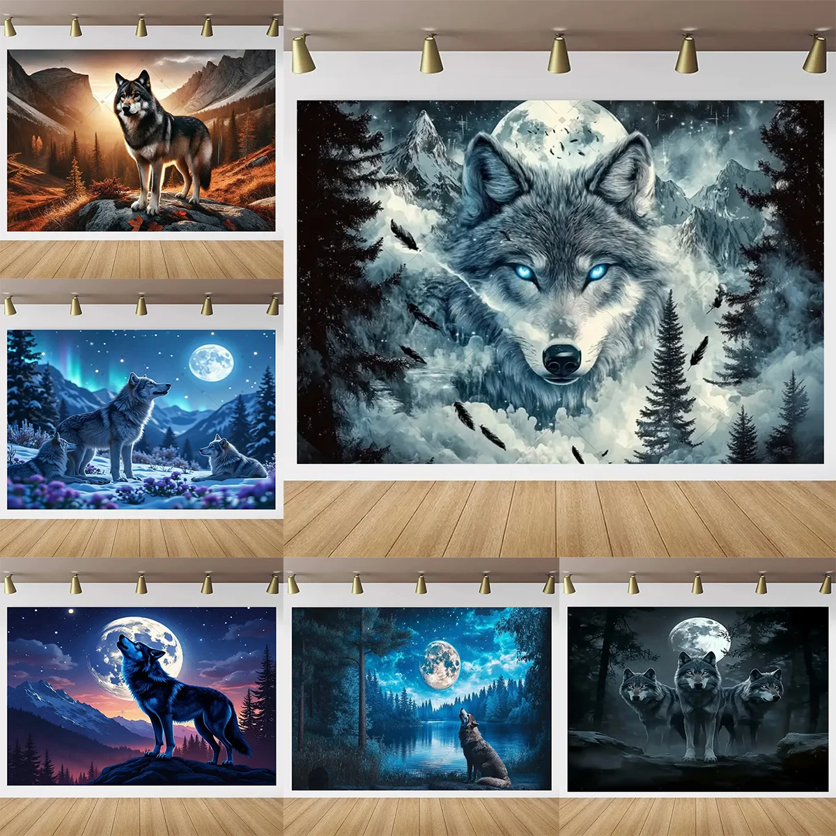 

Mysterious Night Sky Forest Lone Wolf Decor Backdrop Night Sky Wolf Cake Table Home Decor Banner Party Supplies Photo Backdrop