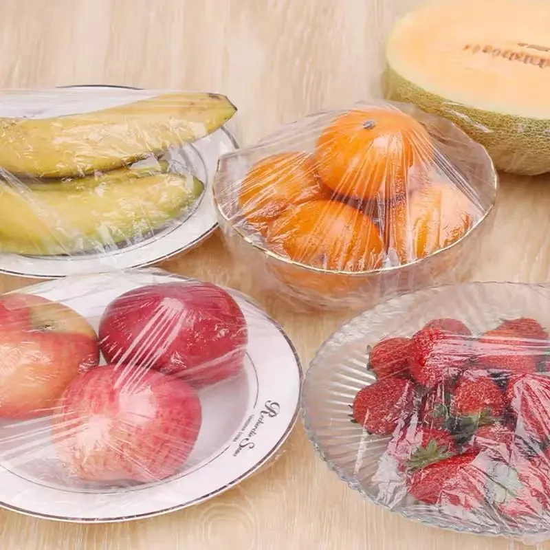 Disposable Food Cover Plastic Wrap Elastic Food Lids For Fruit Bowls Cups Caps Storage Kitchen Fresh Keeping Bag Cups Cap