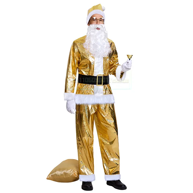 Costume de père noël pour hommes, tenue de noël, ensemble de fête de spectacle pour adultes, 2025