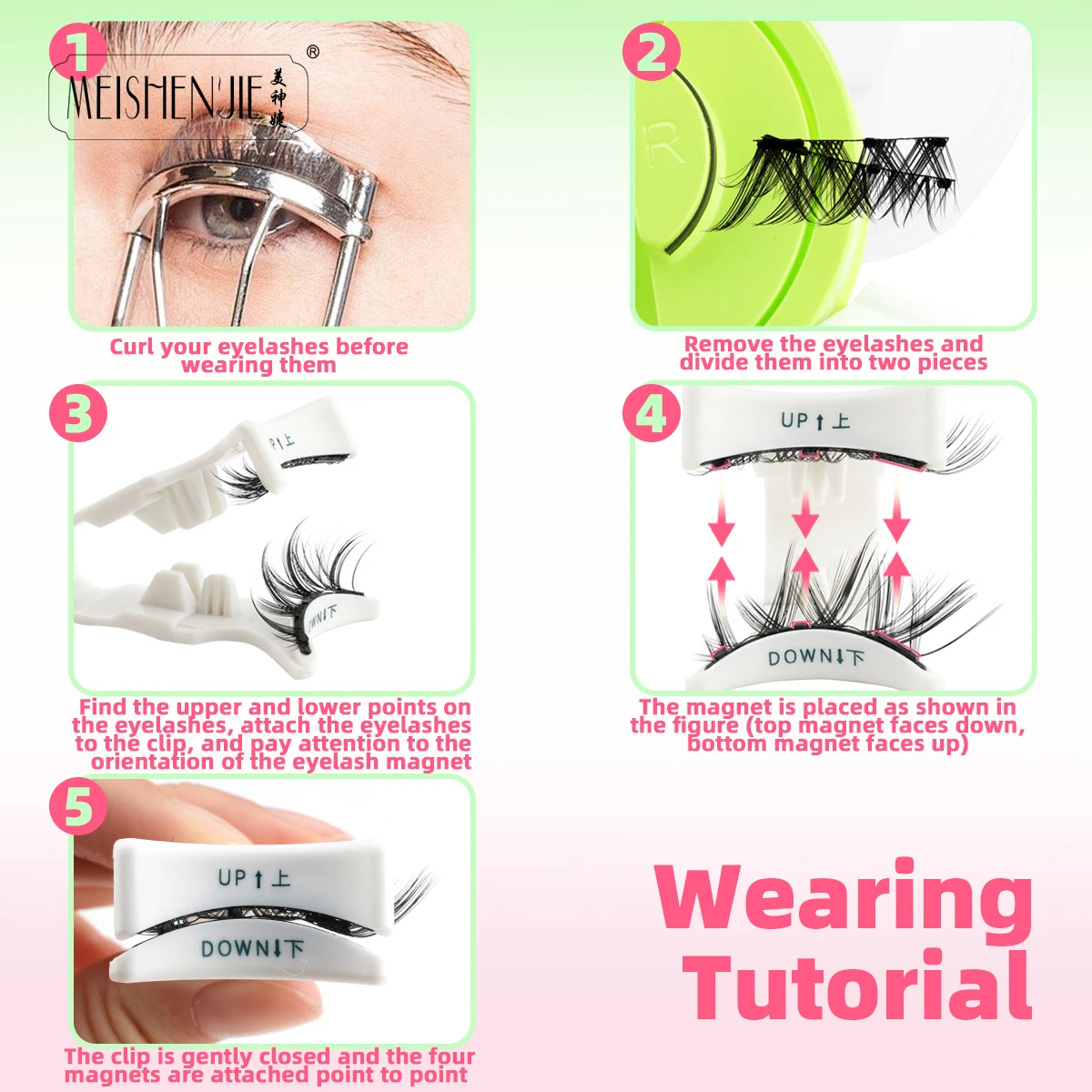 1 par de cílios magnéticos sem necessidade de cola natural longo anime macio reutilizável cílios magnéticos com pinça ferramentas de maquiagem mangá cílios