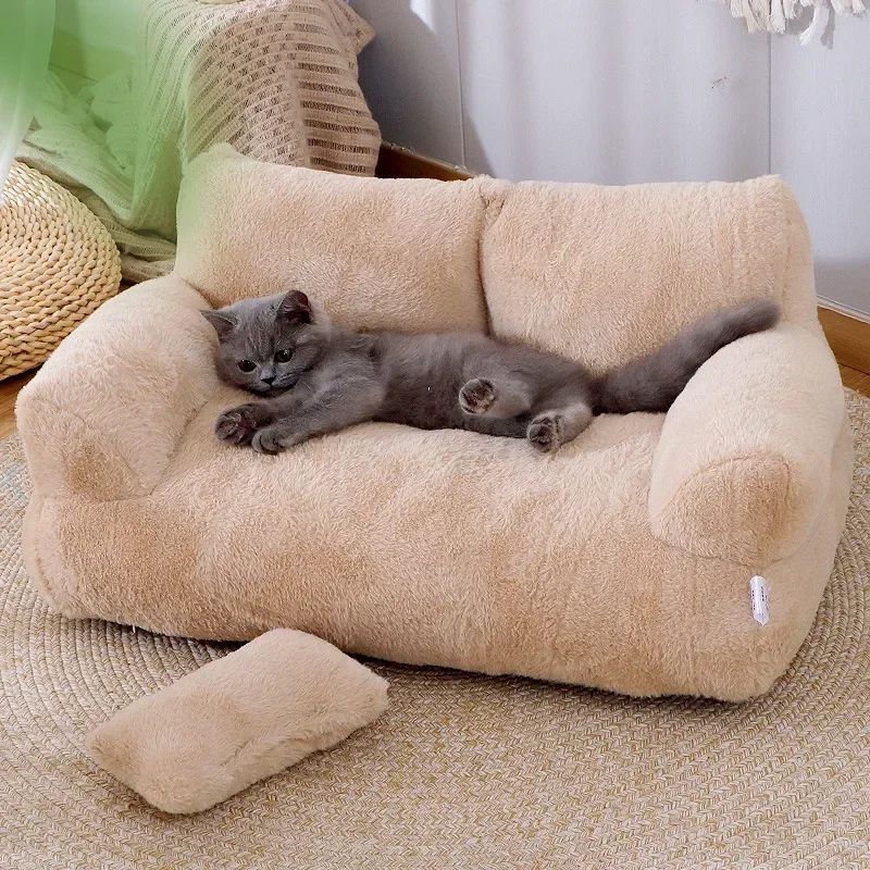 Luxury Cat Bed Super Soft Warm Sofa for Small Dogs Detachable Washable Non-slip Kitten Puppy Sleeping House Pet Supplies