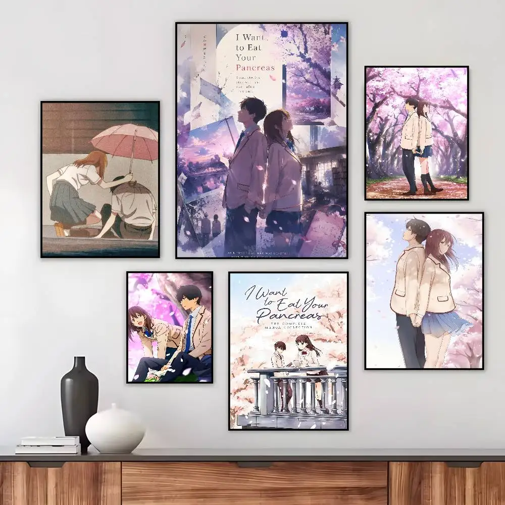 Anime I Want To Eat Your Pancreas Poster Art canvas HD aesthetic Printing Paper Wall Art for Living Room Bar fashion Home Decor