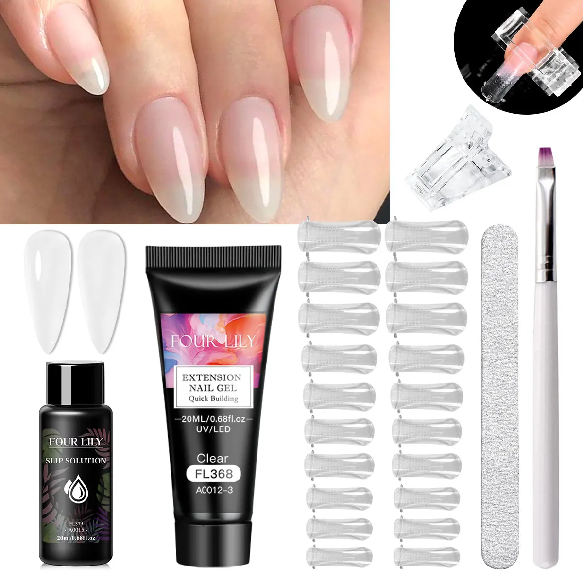 Juego de esmaltes de uñas de Gel de extensión rápida, Kits de esmalte de Gel de construcción de larga duración para manicura artística, Nude, rosa, leche, blanco, 20ml