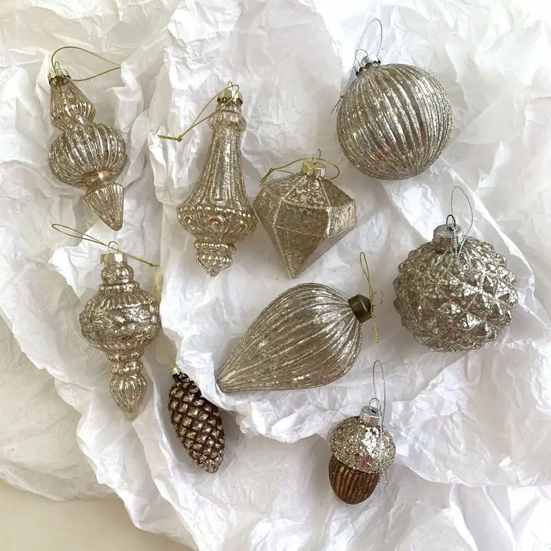 Boule de Verre Décorative de Noël, Série Or