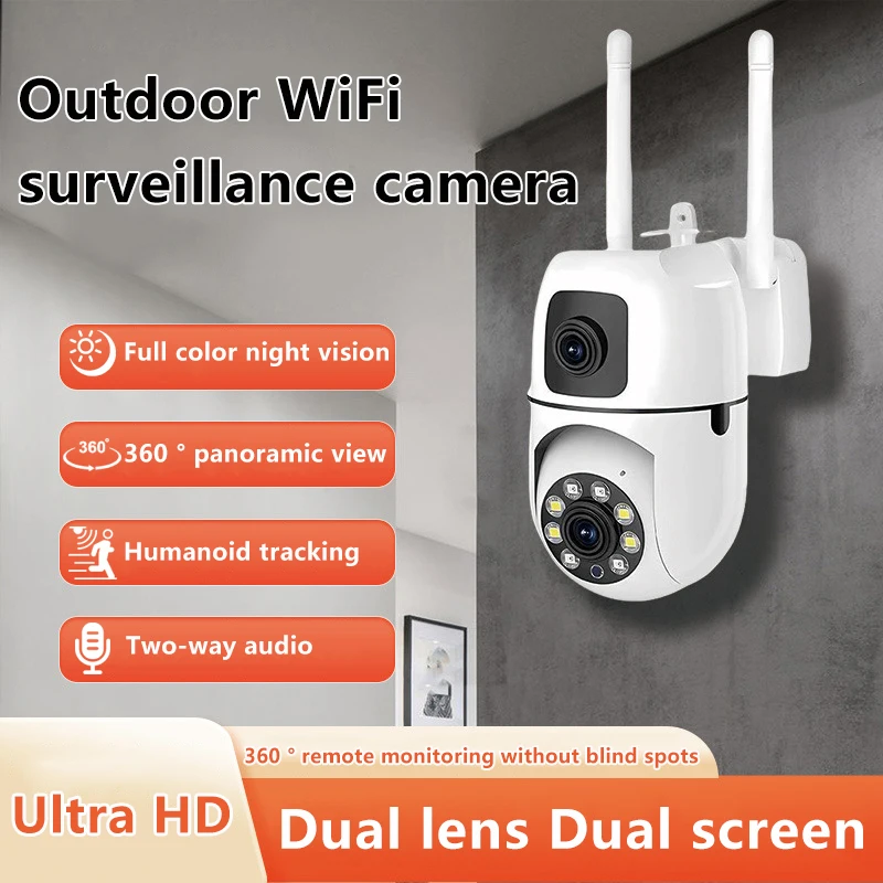 

Wifi IP Camera HD Dual Lens Wireless Security Outdoor Cameras PTZ Night Vision Home Baby Monitor Motion Detection Human Tracking
