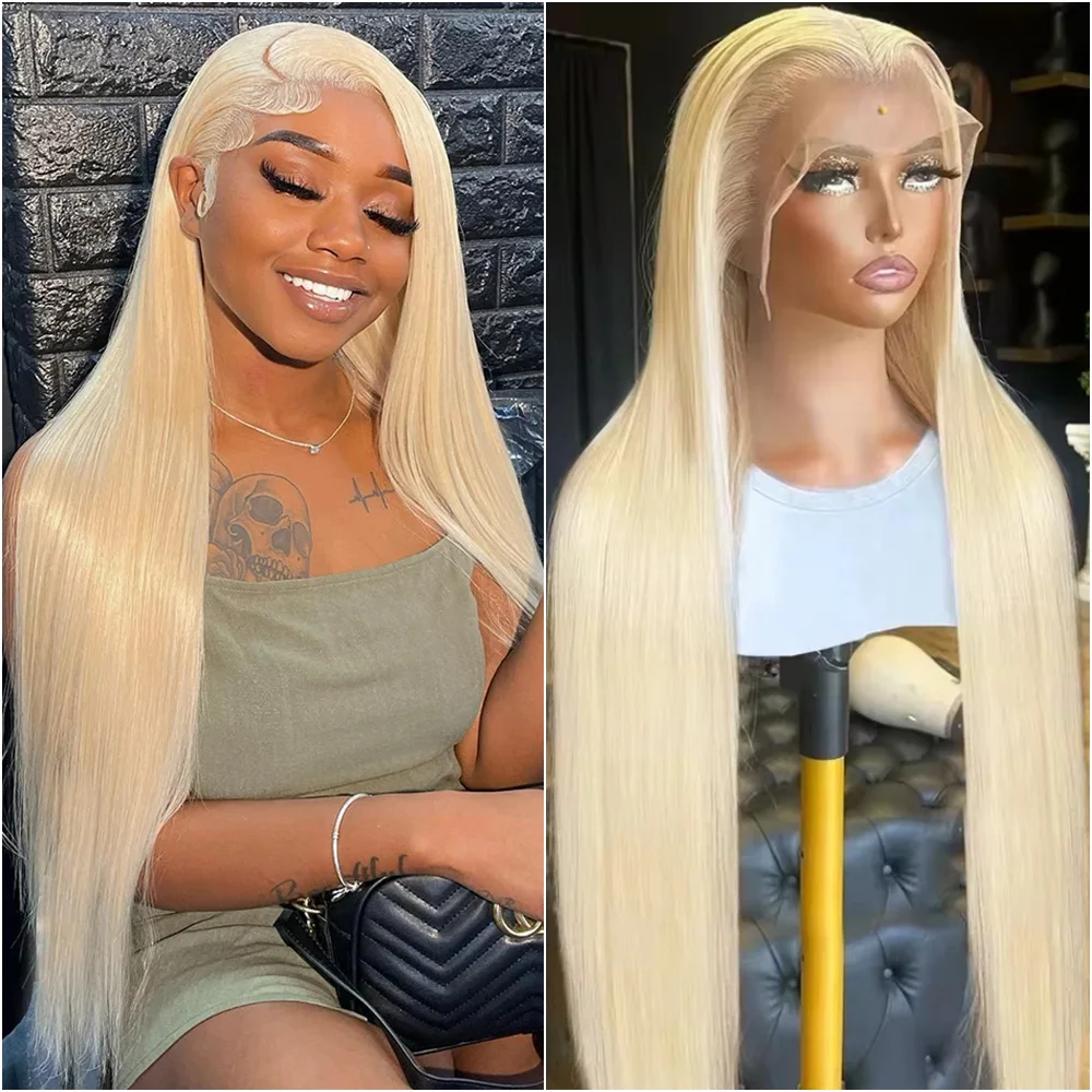

13x6 Blonde Straight Hd Transparent Lace Frontal Wig 613 Brazilian 220 Density 13x4 Lace Front 100% Human Hair Wigs For Women