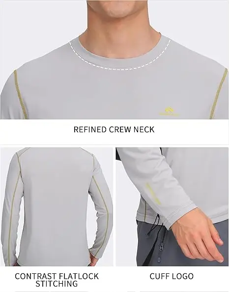 Pioneer Camp Men's Long Sleeve Quick Dry Shirts Athletic T-Shirt Lightweight Breathable Workout Hiking Running Sports Tops