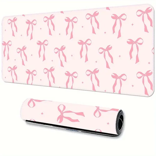 Imagen 2 del producto Alfombrilla de ratón rosa Extra grande para juegos, diseño artístico, base de goma antideslizante, alfombrilla con borde de costura de precisión de 40x90 para jugadores y oficina