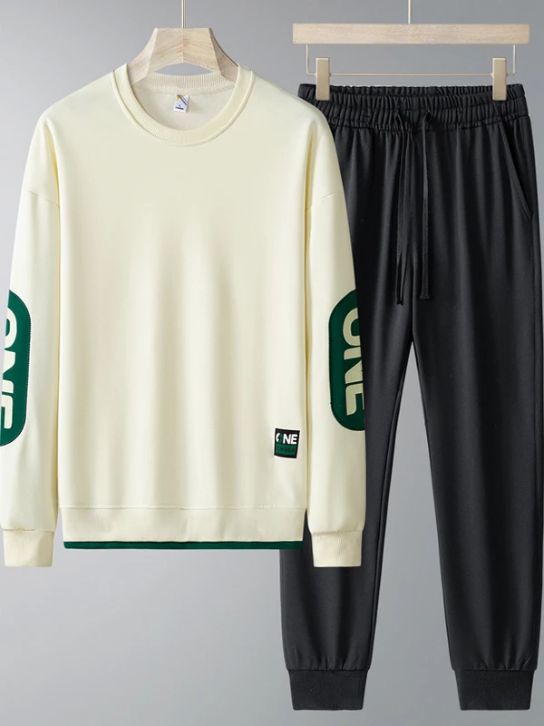 Men's Sportswear Set Casual Long Sleeve round Neck Sweatshirt Loose Fit Fashionable Autumn Collection Two-Piece Trendy Brand view 2
