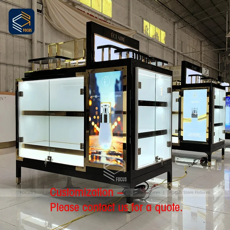 

custom.Custom Retail Glass Display Cabinet Lockable Showcase Modern Cosmetic Shop Display Fixture
