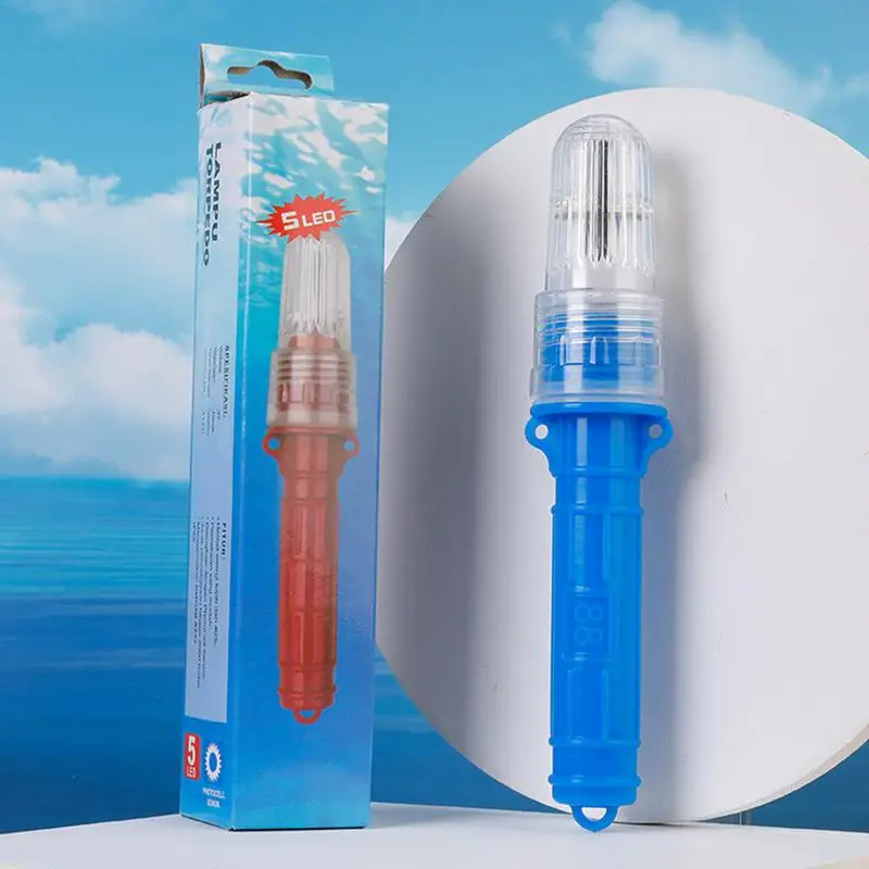Marine Flares Buoy Fish Luring Light Waterproof Buoy Fish Luring Light Boating Flares Day/Night Light Sensing Warning Light red