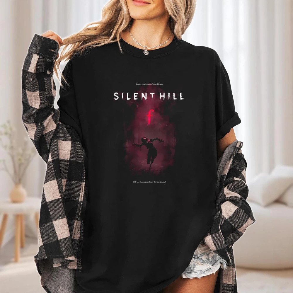 

Футболка Silent Hill F Comfort Colors, футболка Creepy Horror, темная игровая футболка, жуткая уличная одежда большого размера, Silent Hill Merch Gamer