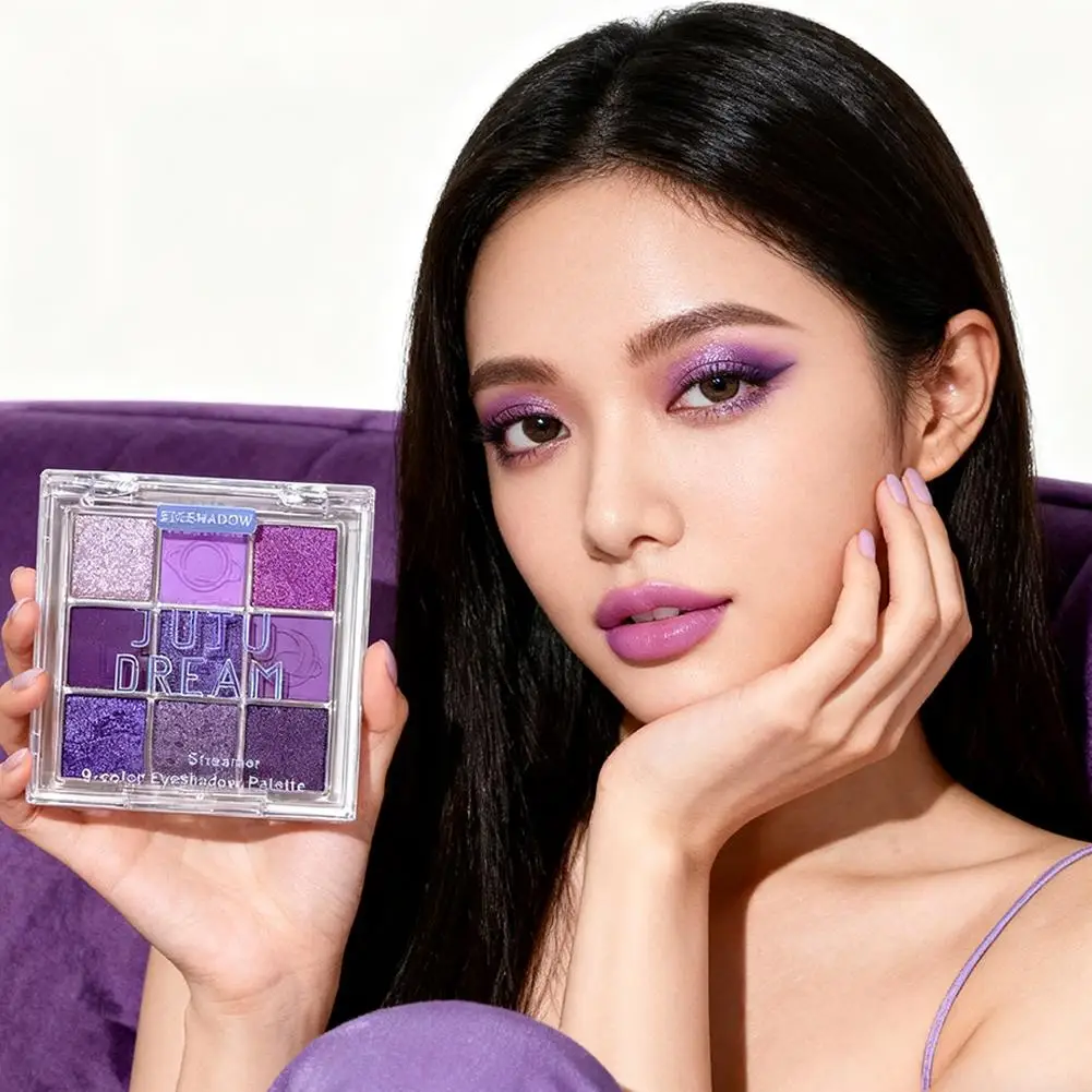 Luxurious Purple Eyeshadow Palette 9 Color Matte and Shimmering violet Eye Makeup for Creating Smoky or Natural Looks Cosmetic
