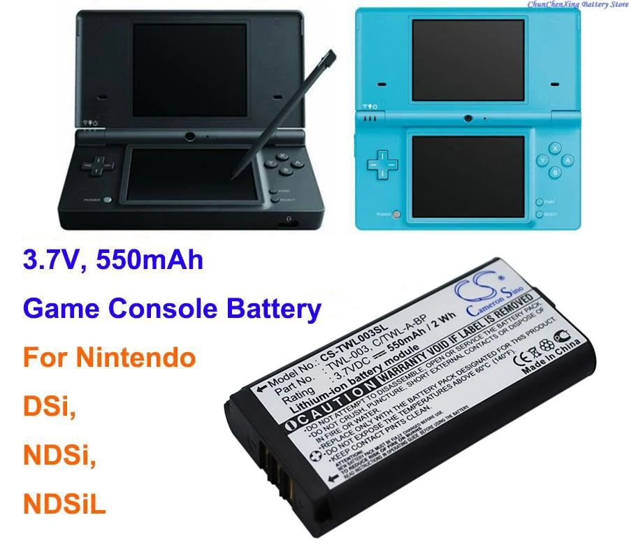 

Cameron Sino 3.7V 550mAh/1100mAh Game Console Battery C/TWL-A-BP, TWL-003 for Nintendo DSi, NDSi, NDSiL
