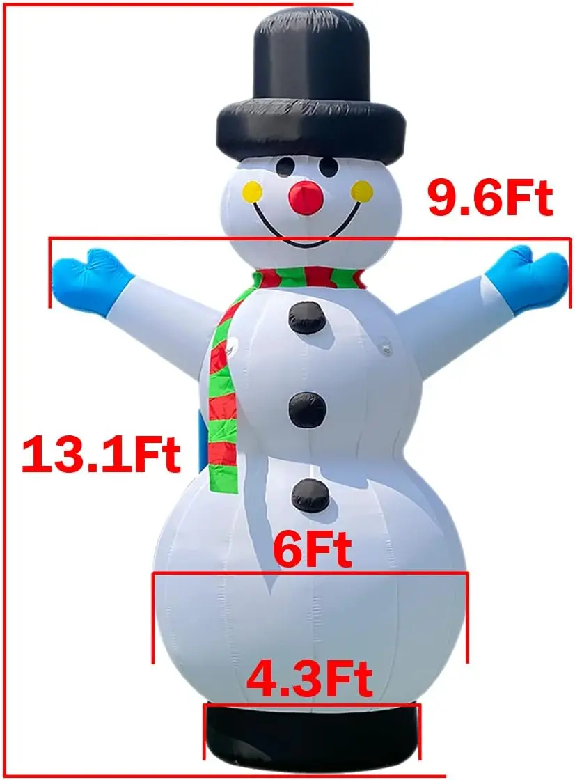 13Ft Tall Inflatable Snowman Holiday Outdoor Yard Party Decor Festive Fun Blow up Christmas Decoration for Home Garden