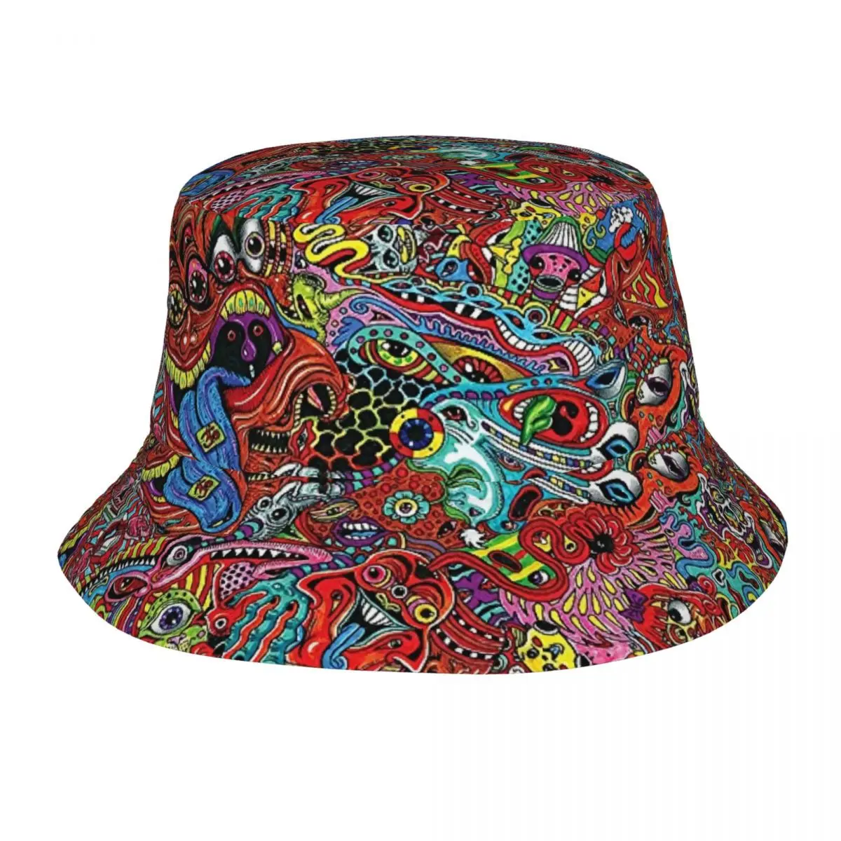 Abstract Drawing Surreal Colourful Psychedelic Art Bucket Hats Men Women Unisex Fashion Summer Fisherman Cap