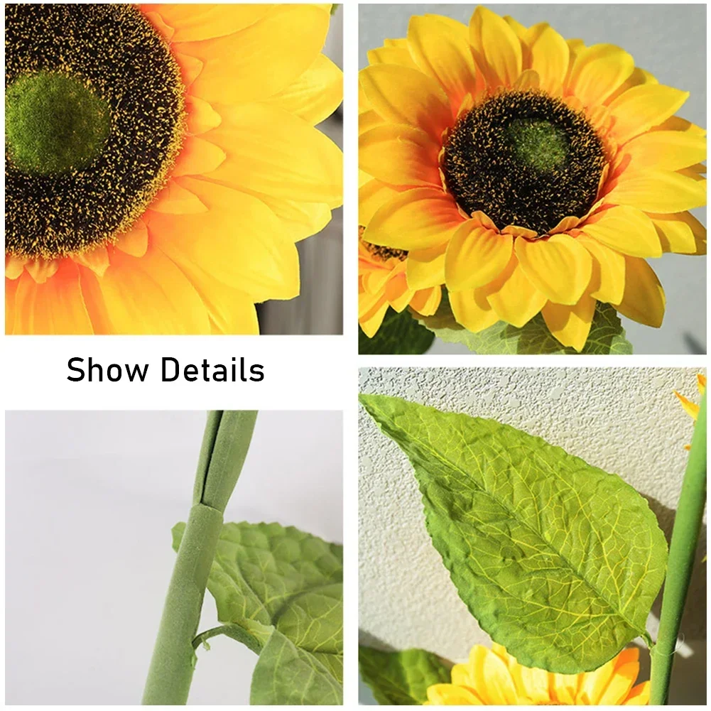 Sunflower Silk Artificial Flower Bouquet Large Sun Flower Home Decor Artificial Flowers Plant Artificial Decorative Flower