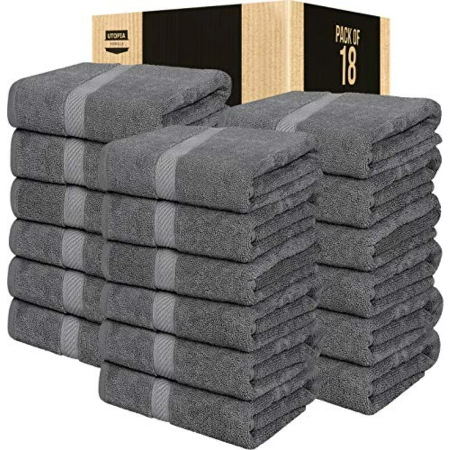 Bath Towel Set for Hotel Spa Bathroom, 100 Ring Spun Cotton, White, 500 GSM Medium Lightweight Highly Absorbent Quick Drying