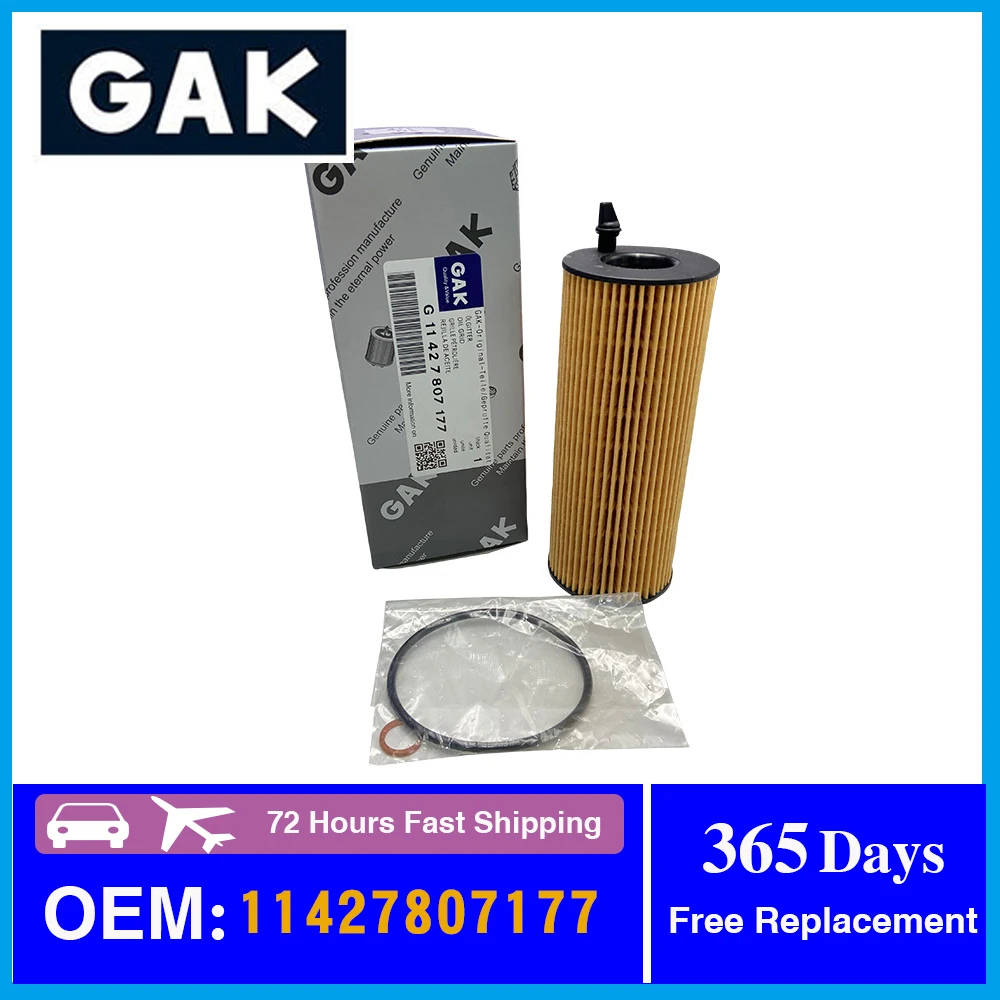 

GAK Oil Filter for BMW 520d 318 316 320 123 120 118 116 X3 X6 X5 X1 E82 E92 E81 F11 F10 F16 11427805707,11427807177