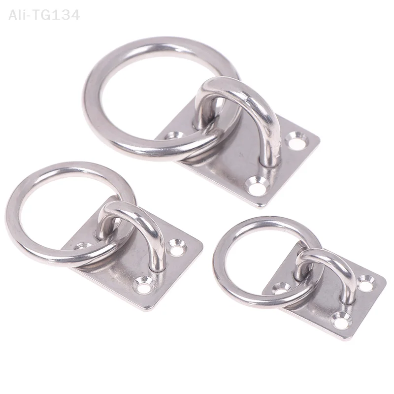 304 Stainless Steel Marine Eye Plate Hook with round Ring Lashing Tie down for Boat Yacht Square Hardware 5/6/8mm