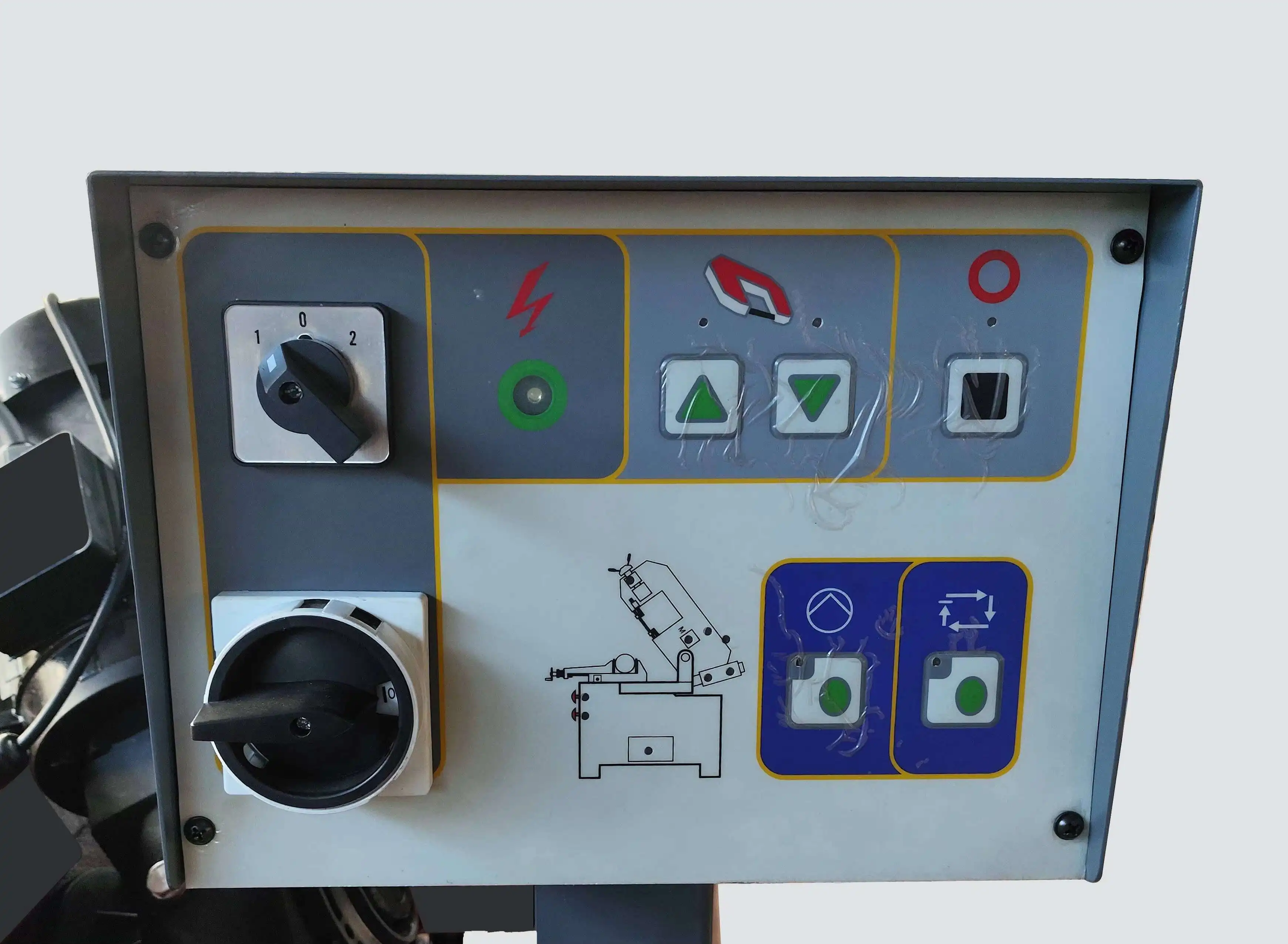Sierra de cinta de metal semiautomática MBS 320 SA para acero y metales no ferrosos con sujeción, control de velocidad de hoja de ángulos ajustables