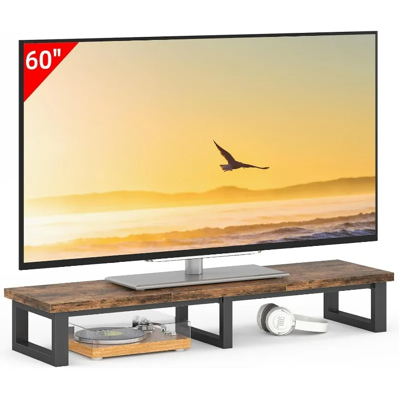 45 Inch Large TV Riser, TV Riser Stand Shelf with Steel Legs, Tabletop TV Stand Riser for Home Office